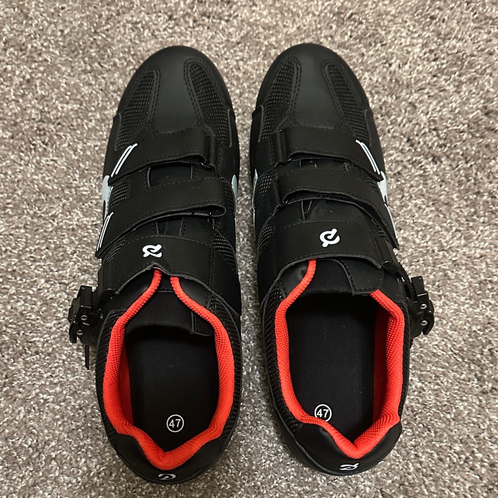 Peloton Black and Red Athletic Cycling Shoes